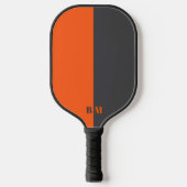 Modern Neon Orange And Gray Monogram Custom Pickleball Paddle (Voorkant)