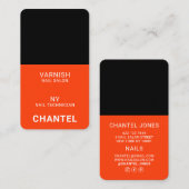 Modern neon oranje, stijlvol, trendy nagellak visitekaartje (Voorkant / Achterkant)