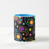 Modern Neon Paisley Floral Pattern Mok (Midden)