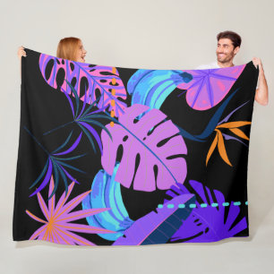 Modern Neon Tropical Forest Fleece Deken