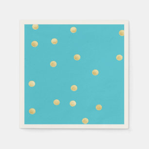 Modern, nepgoud glinsterende polka stippen, blauw servetten