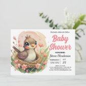 Modern Nest Whimsical Bird Baby shower Kaart (Staand voorkant)
