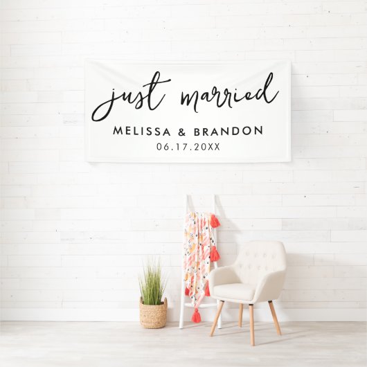 Modern net gehuwd met legant Script Weddenschap Spandoek (Insitu)