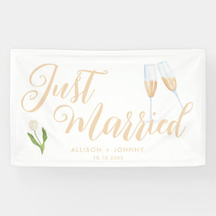 Modern net getrouwd bruiloft receptie auto spandoek