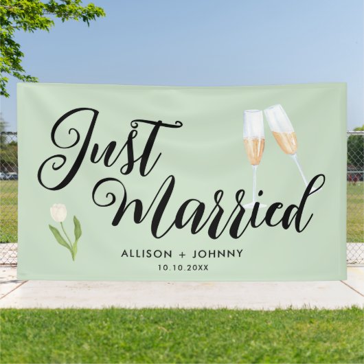 Modern net getrouwd bruiloft receptie auto spandoek (Buitenkant)