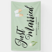 Modern net getrouwd bruiloft receptie auto spandoek (Verticaal)