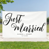 Modern net getrouwd bruiloft receptie eenvoudig spandoek (Buitenkant)