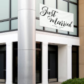 Modern net getrouwd bruiloft receptie eenvoudig spandoek (Buitenkant Gebouw)