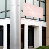 Modern net getrouwd bruiloft receptie roze auto spandoek (Buitenkant Gebouw)