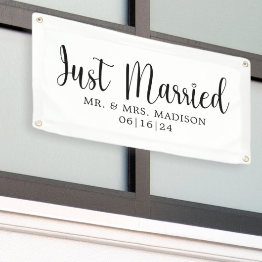 Modern net getrouwd met hart auto spandoek (Buitenkant Gebouw)