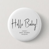 Modern neutraal Baby shower Hallo Baby Ronde Button 5,7 Cm (Voorkant)