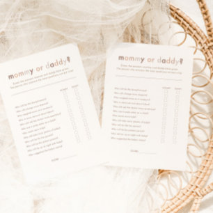 Modern neutraal Baby shower mama of papa spel