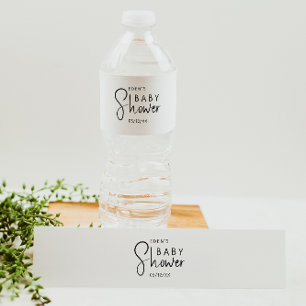 Modern neutraal Baby shower Waterfles Etiket