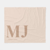 Modern Neutraal Beige Custom Monogram Fleece Deken (Voorkant (Horizontaal))