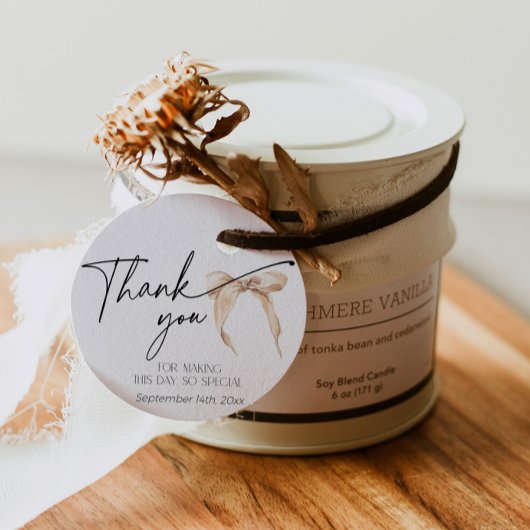 Modern neutraal boog beige Dank u Vrijgezellenfees Bedankjes Labels