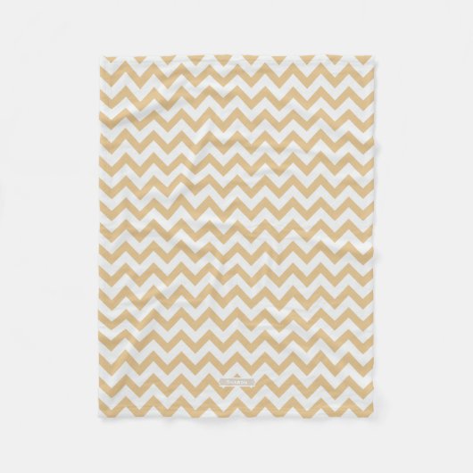 Modern neutraal goud- en wit chevron-patroon fleece deken (Voorkant)