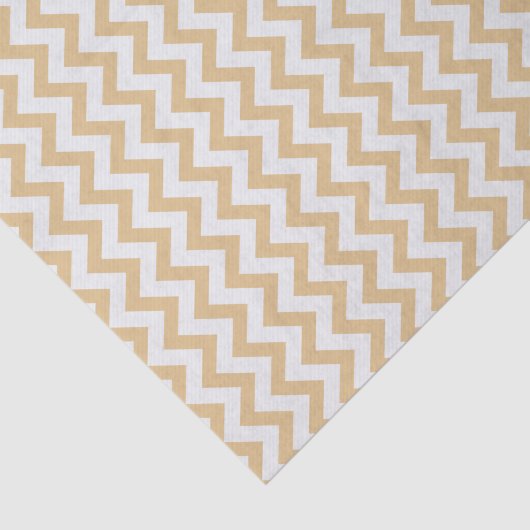 Modern neutraal goud- en wit chevron-patroon tissuepapier (Detail)