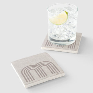 Modern neutraal lijnpatroon stenen onderzetter