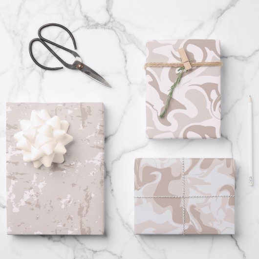 Modern neutraal marmer inpakpapier vel (Voorkant)