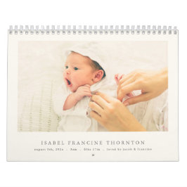 Modern Neutral Baby Birth Announcement 2026 Kalender