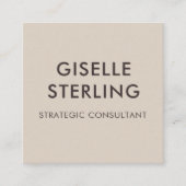 Modern Neutral Brown Modern Minimal Typography  Vierkante Visitekaartje (Voorkant)