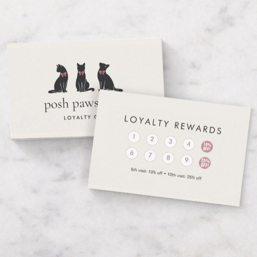 Modern Neutral Cat Grooming Loyalty Card