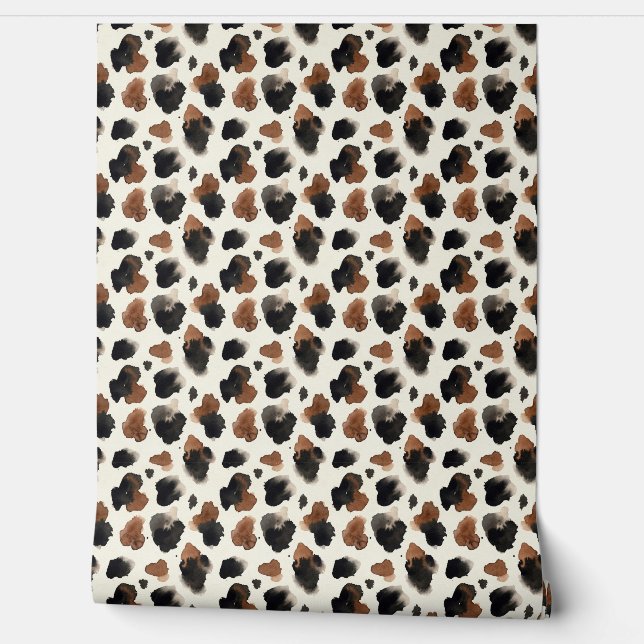 Modern Neutral Chocolate Cow Print Aesthetic Behang (Afrollen)