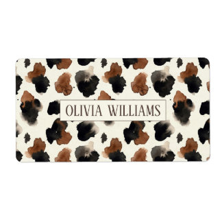 Modern Neutral Chocolate Cow Print Aesthetic Etiket