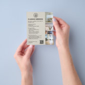 Modern Neutral Cleaning Services Photo Logo QR Flyer (Hand)