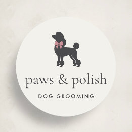 Modern Neutral Dog Groomer Logo Classic Round Ronde Sticker