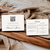 Modern Neutral QR Code Wedding Details & RSVP Informatiekaartje