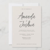 Modern Neutral Script Wedding Kaart (Voorkant)