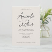 Modern Neutral Script Wedding Kaart (Staand voorkant)