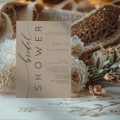 Modern Neutral Tan & Typography Bridal Shower Kaart