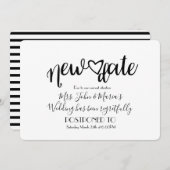 Modern New Date Postponement Annulering Wedding Kaart (Voorkant / Achterkant)