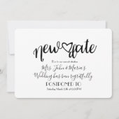 Modern New Date Postponement Annulering Wedding Kaart (Voorkant)
