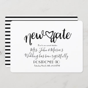 Modern New Date Postponement Annulering Wedding Kaart