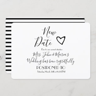 Modern New Date Postponement Annulering Wedding Kaart