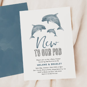 Modern 'New to Our Pod' Dolphin Couple Baby shower Kaart