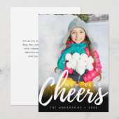 Modern New Year Cheer Minimalist Script Photo Feestdagenkaart (Voorkant / Achterkant)