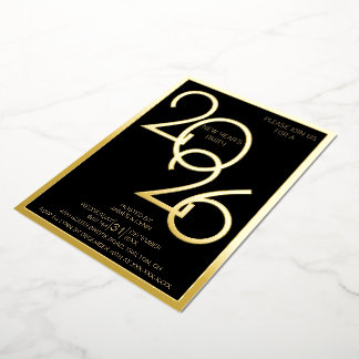 Modern New Year's Eve Party Foil Invitation