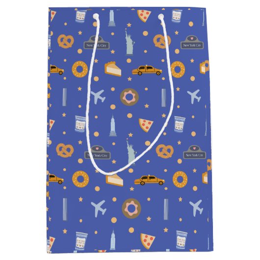 Modern New York City patroon blauw Medium Cadeauzakje (Voorkant)