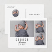 Modern Newborn Foto Unieke aankondiging van Baby Briefkaart (Voorkant / Achterkant)