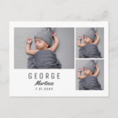 Modern Newborn Foto Unieke aankondiging van Baby Briefkaart (Voorkant)
