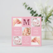 Modern Newborn Persoonlijk 5 Fotoroze geboorte Aankondiging (Staand voorkant)