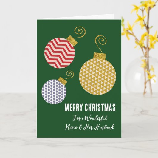 Modern nichtje en haar man vrolijk kerstfeest kaart (Gele Bloem)