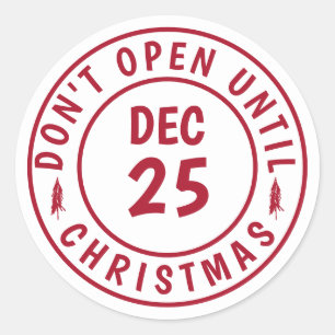 Modern Niet openen tot Kerststempel Ronde Sticker