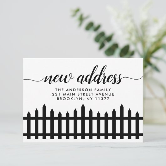 Modern Nieuw Adres Script Home Hek Omheining Verhu Aankondiging (Staand voorkant)