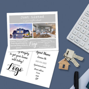 Modern NIEUW TE KOOP Vastgoed Marketing grijs Briefkaart