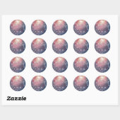 Modern Night Sky Galaxy Blue Paars Red Names Ronde Sticker (Vel)
